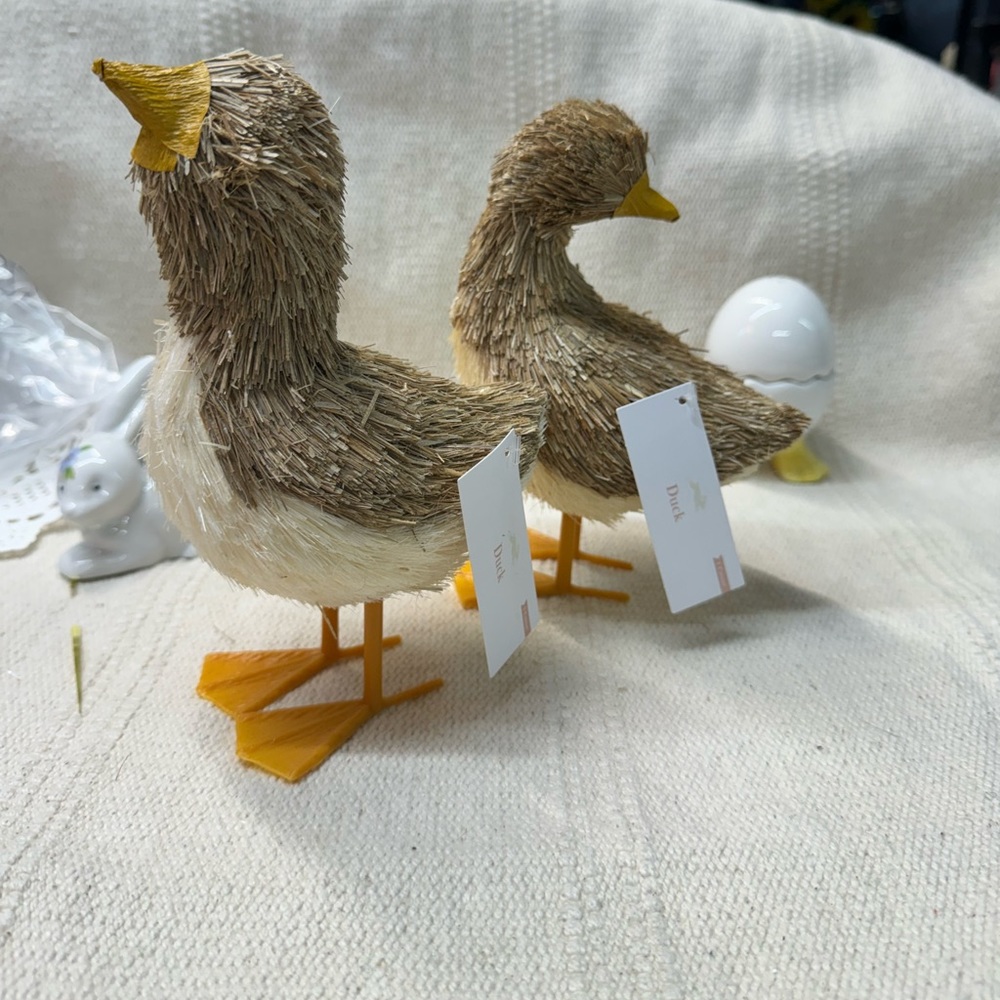 Target Bullseye Playground Raffia straw  Ducks 7" Easter Décor. NWT